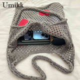 Large Capacity Mesh Net Beach Travel Handbag Eco-Friendly Heart Foldable