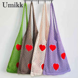 Large Capacity Mesh Net Beach Travel Handbag Eco-Friendly Heart Foldable