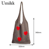 Large Capacity Mesh Net Beach Travel Handbag Eco-Friendly Heart Foldable