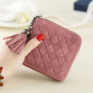 Women's Hand-woven Zipper Short Wallet