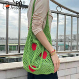 Woven Weaving Top-handle Bag Large Capacity Mesh Net Grocery Bag
