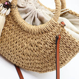 Bohemian Woven Straw Shoulder Bag Tassel Beach Crossbody Bag