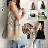 Woven Women's Shoulder Bags Knitted Braid Handbags Tote for Summer Beach Party