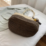 Tassel Shoulder Bag European American Big Capacity Straw Beach Bag