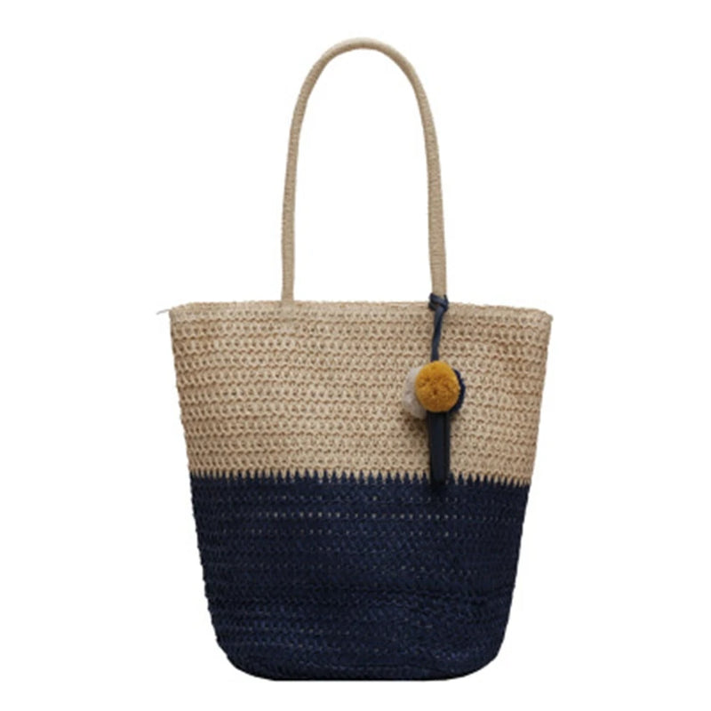 Tassel Shoulder Bag European American Big Capacity Straw Beach Bag