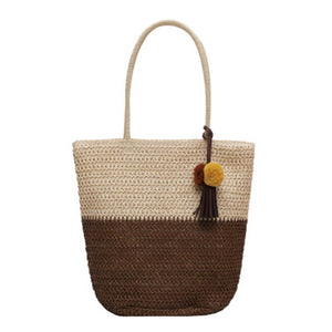 Tassel Shoulder Bag European American Big Capacity Straw Beach Bag