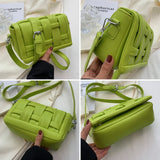 Green Woven Women's Shoulder Bag Crossbody Candy Purses