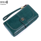 RFID Clutch Wallet for Women Zipper Large Purse Business Card Holder Bag