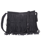 X-Online Lady Tassel Bag Faux Suede Messenger Cross-Body Bag