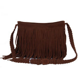 X-Online Lady Tassel Bag Faux Suede Messenger Cross-Body Bag