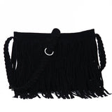 X-Online Lady Tassel Bag Faux Suede Messenger Cross-Body Bag