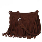 X-Online Lady Tassel Bag Faux Suede Messenger Cross-Body Bag