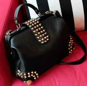 X-Online Women Bag Female Doctor Bag Lady Rivet Tote