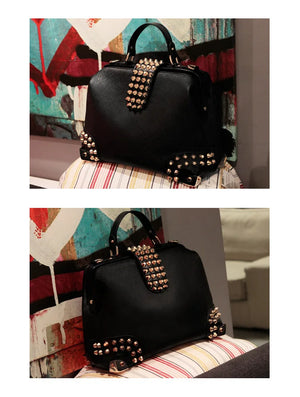 X-Online Women Bag Female Doctor Bag Lady Rivet Tote