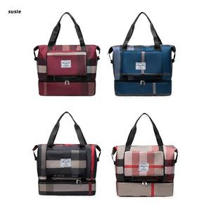 X7YA Foldable Duffle Bag Overnight Weekend Bag with Shoes Compartment