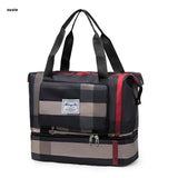 X7YA Foldable Duffle Bag Overnight Weekend Bag with Shoes Compartment