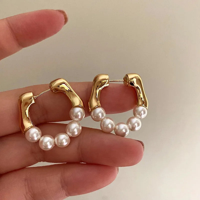 Pearl Beads Earrings Hip-hop Punk Personality Earrings