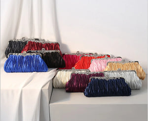 Pleated Clutch Purse Evening Bag Bridal Wedding Handbag