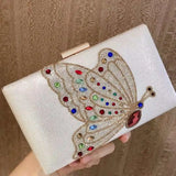 Women Wedding Bag Butterfly Clutch Evening Bags Hard Box Shape Purse