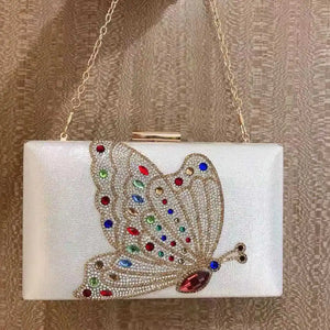 Women Wedding Bag Butterfly Clutch Evening Bags Hard Box Shape Purse