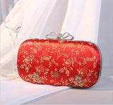 Silk Flower Evening Bag Metal Clutch Chain Shoulder Bag
