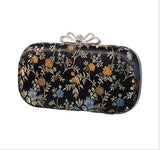 Silk Flower Evening Bag Metal Clutch Chain Shoulder Bag
