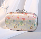 Silk Flower Evening Bag Metal Clutch Chain Shoulder Bag