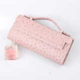 Ostrich Pattern Long Clutch Tote Bag