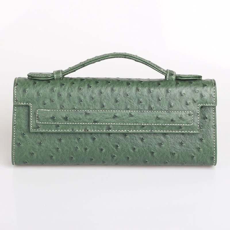 Ostrich Pattern Long Clutch Tote Bag