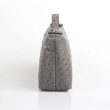 Embossed Ostrich Pattern Cow Leather Clutch Handbag