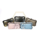 PU Leather Sequin Crossbody Clutch Clip Bag Snake Pattern Wallet
