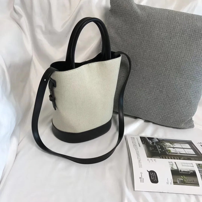 Canvas Bucket Bags for Women Large Capacity Shoulder Crossbody