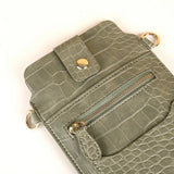 Women Crocodile Pattern PU Leather Crossbody Phone Bag