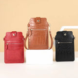 Women Crocodile Pattern PU Leather Crossbody Phone Bag