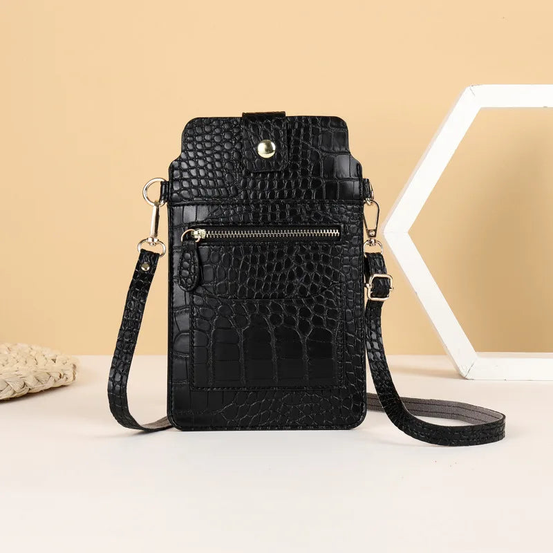 Women Crocodile Pattern PU Leather Crossbody Phone Bag