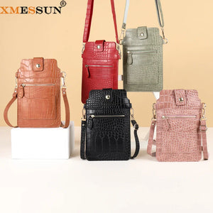Women Crocodile Pattern PU Leather Crossbody Phone Bag
