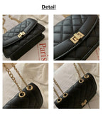 XSLING Embroidered Thread Shoulder Bags Rhombic Soft PU Leather Crossbody Bag