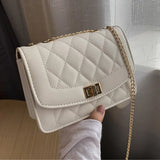 XSLING Embroidered Thread Shoulder Bags Rhombic Soft PU Leather Crossbody Bag