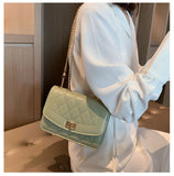 XSLING Embroidered Thread Shoulder Bags Rhombic Soft PU Leather Crossbody Bag