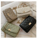 XSLING Embroidered Thread Shoulder Bags Rhombic Soft PU Leather Crossbody Bag