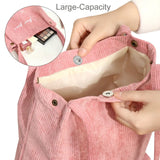 XSLING Embroidery Bear Shoulder Bag Japanese Corduroy Cross Body