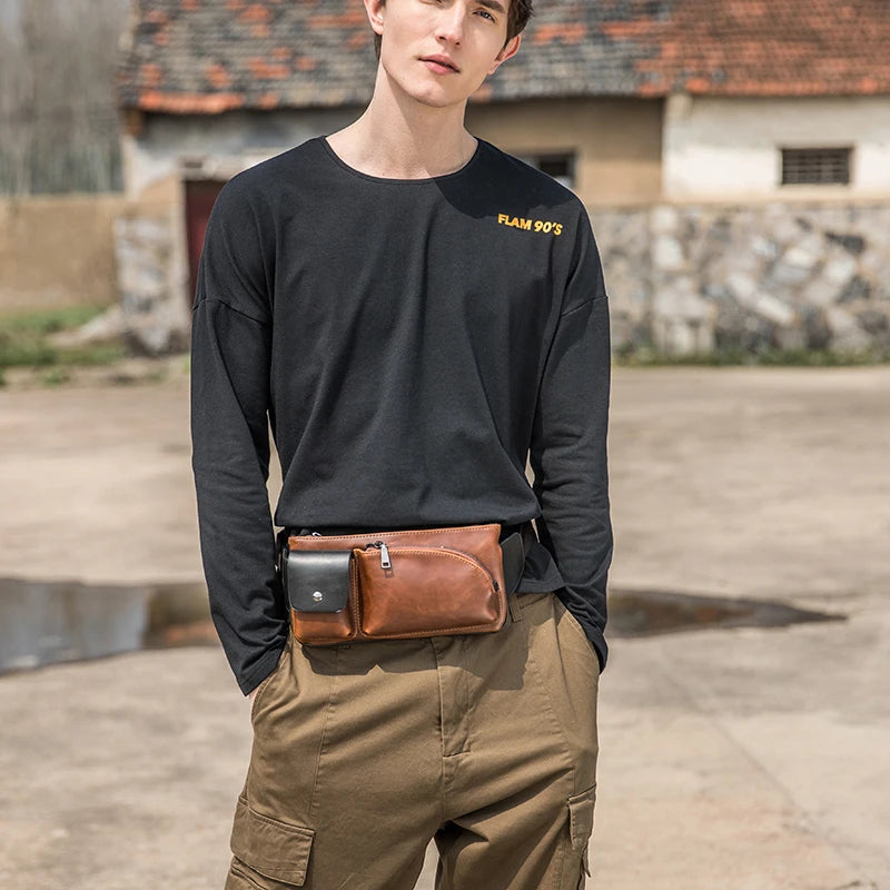 Xiao.P Vintage Chest Bag Travel Crossbody Brown Single Shoulder Bag