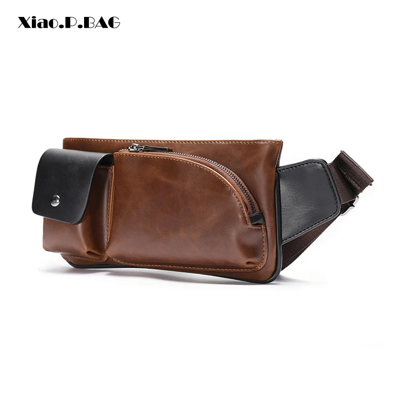 Xiao.P Vintage Chest Bag Travel Crossbody Brown Single Shoulder Bag
