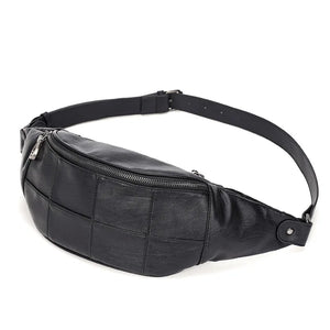 Xiao.p Men's Waterproof Waist Bag High PU Leather Chest Banana Bag