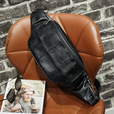 Xiao.p Men's Waterproof Waist Bag High PU Leather Chest Banana Bag