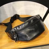 Xiao.p Men's Vintage Pu Leather Waist Bag with Belt Pack