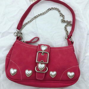Xiuya Harajuku Vintage Shoulder Bag Red Heart Japanese Goth Lolita Handbag