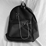 Harajuku Punk Canvas Women Backpack Preppy Style Hollow Out Chains Bag
