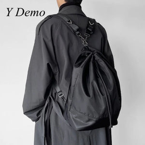 Preppy Style Drawstring Backpack Solid Color Schoolbag