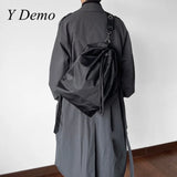 Preppy Style Drawstring Backpack Solid Color Schoolbag